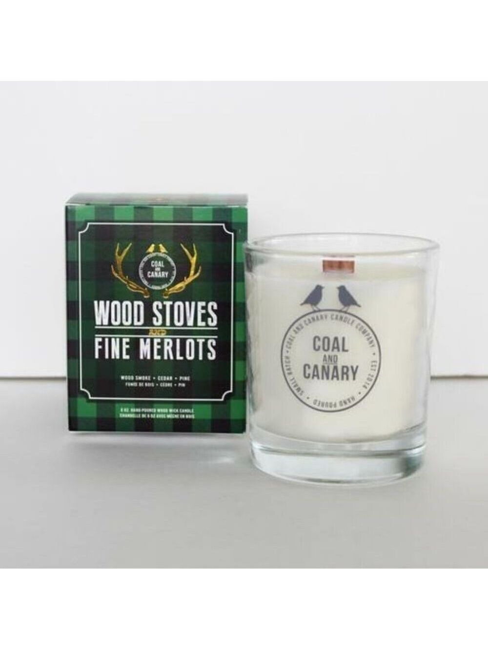 Soy Candle with Wooden Wick - Wood Stoves and Fine Merlots